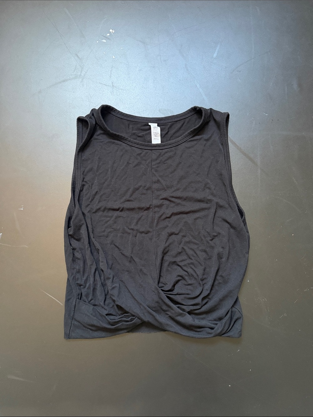 Alo Womens Black Sleeveless Twist-Front Tank Top